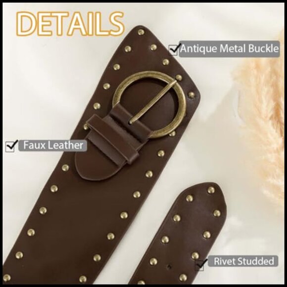 Vintage Thick Wide Leather Belt Chunky Waist Belt for Dress Jeans main image 6